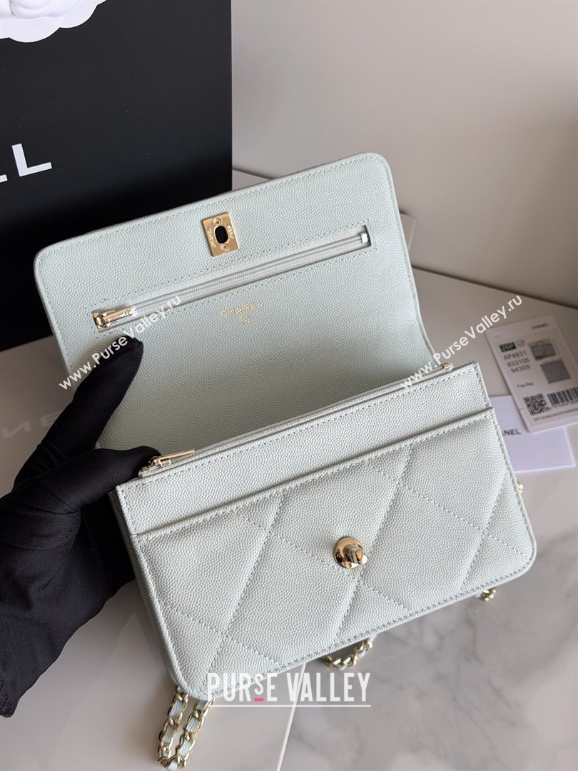 Chanel Wallet On Chain with Top Handle Grained Shiny Calfskin AP4931 Light Blue 2026 (YEZI-26040715)