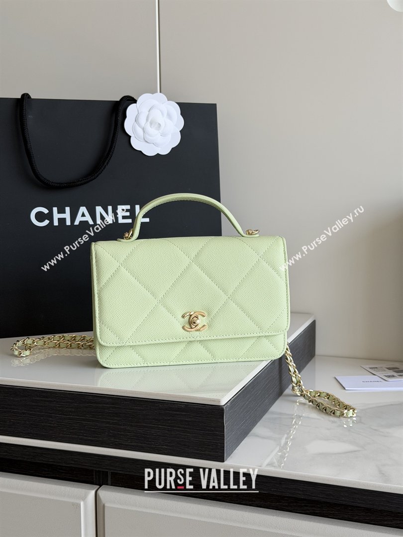 Chanel Wallet On Chain with Top Handle Grained Shiny Calfskin AP4931 Light Green 2026 (YEZI-26040716)