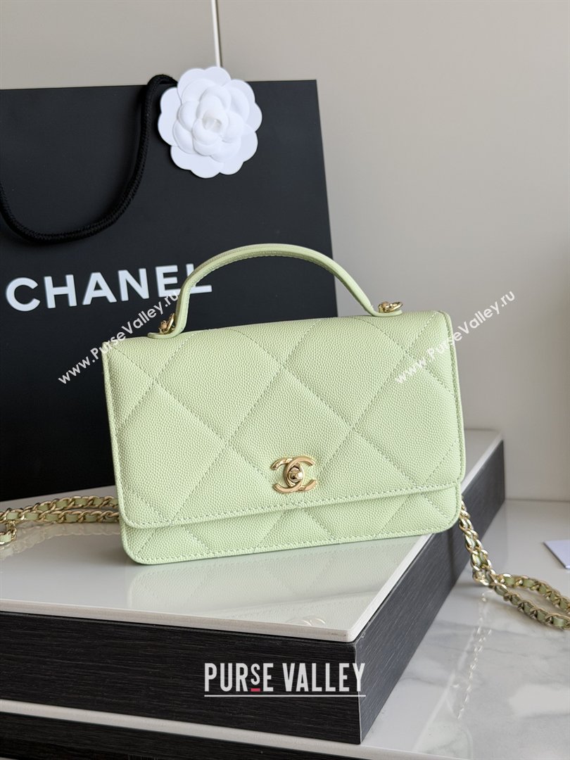 Chanel Wallet On Chain with Top Handle Grained Shiny Calfskin AP4931 Light Green 2026 (YEZI-26040716)
