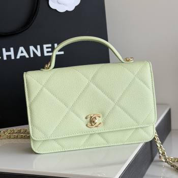 Chanel Wallet On Chain with Top Handle Grained Shiny Calfskin AP4931 Light Green 2026 (YEZI-26040716)