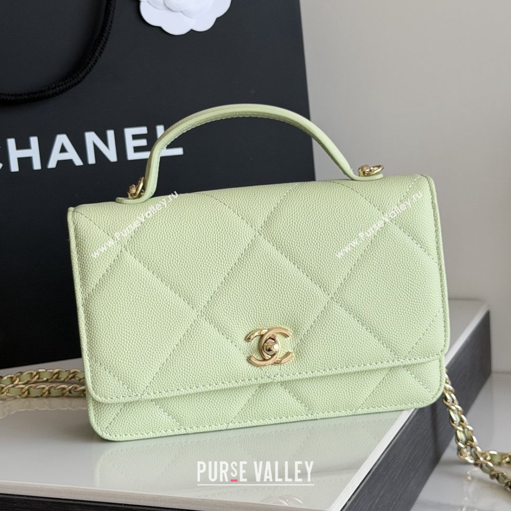 Chanel Wallet On Chain with Top Handle Grained Shiny Calfskin AP4931 Light Green 2026 (YEZI-26040716)