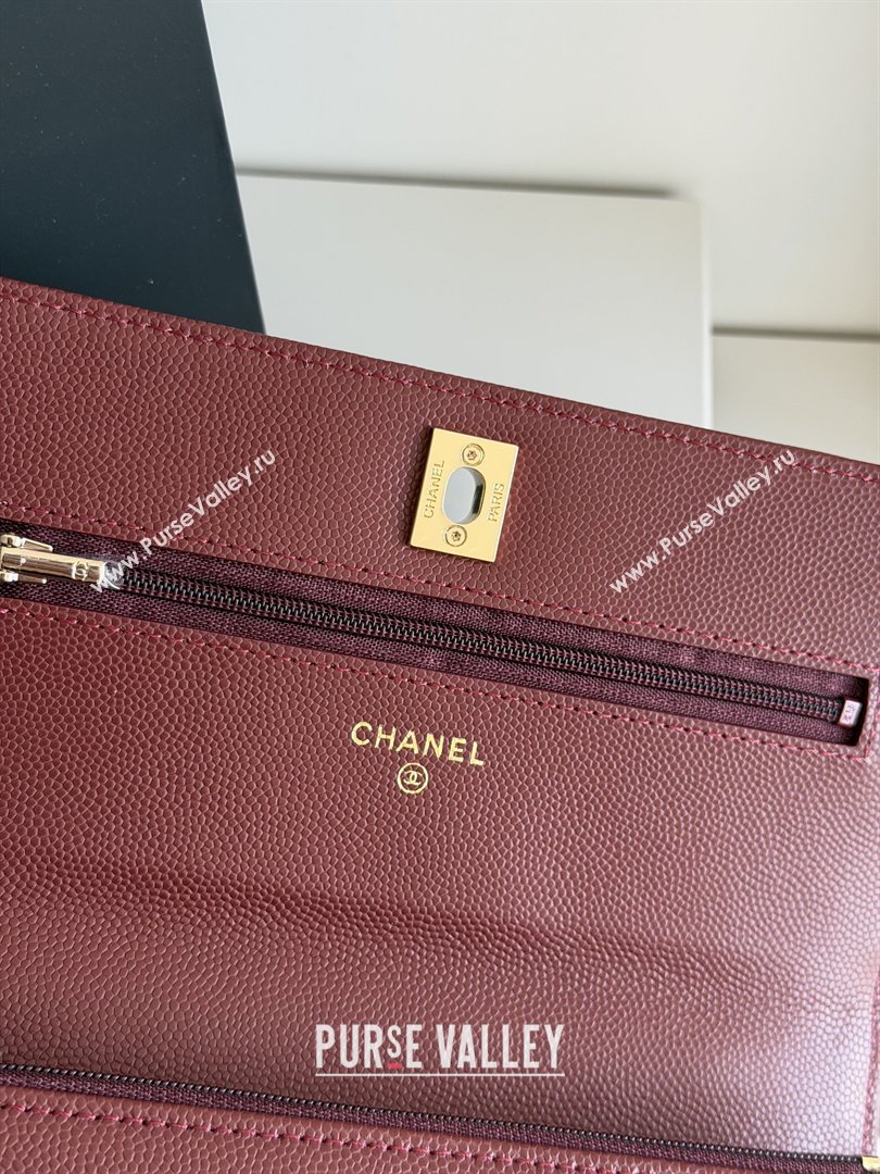 Chanel Wallet On Chain with Top Handle Grained Shiny Calfskin AP4931 Burgundy 2026 (YEZI-26040707)