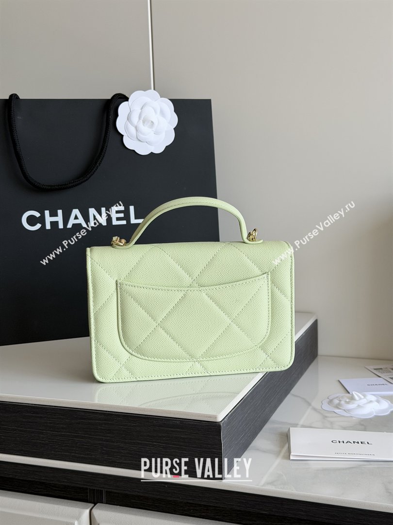 Chanel Wallet On Chain with Top Handle Grained Shiny Calfskin AP4931 Light Green 2026 (YEZI-26040716)