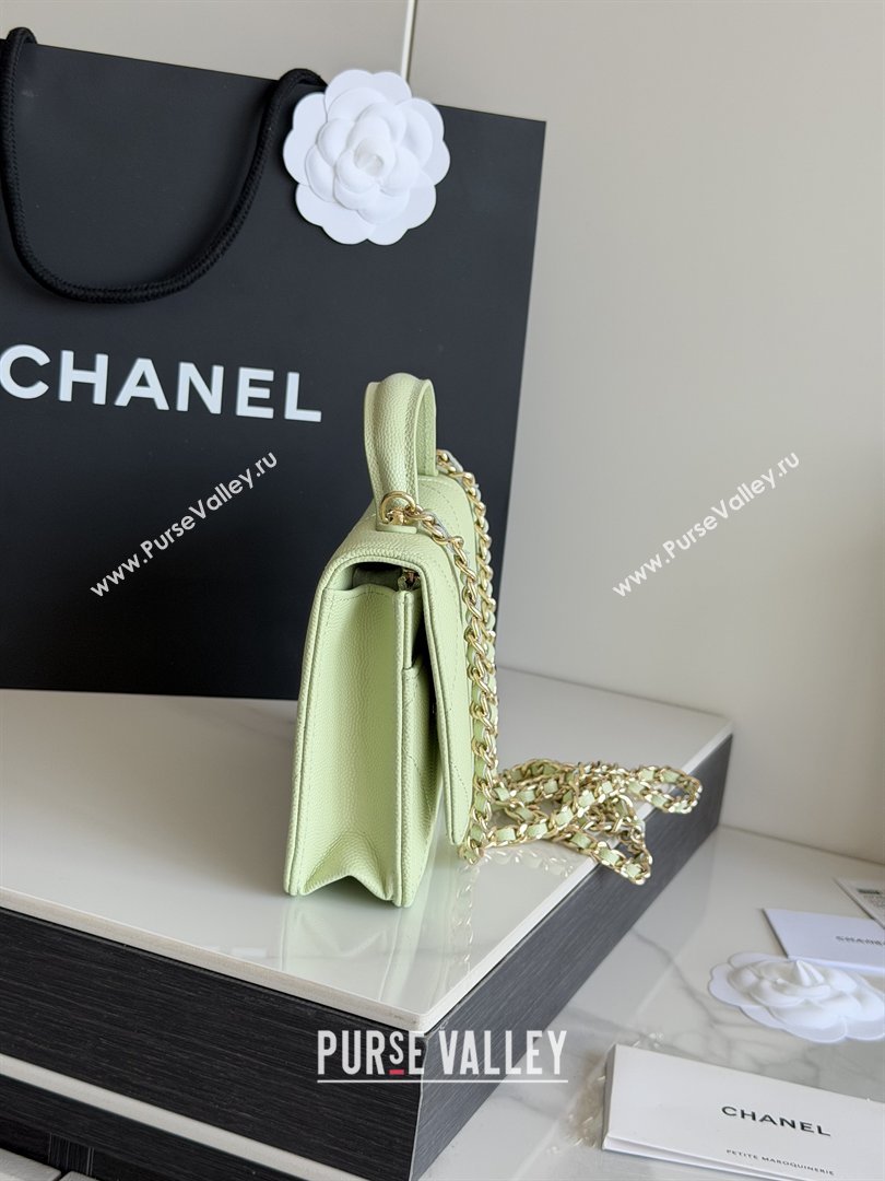 Chanel Wallet On Chain with Top Handle Grained Shiny Calfskin AP4931 Light Green 2026 (YEZI-26040716)