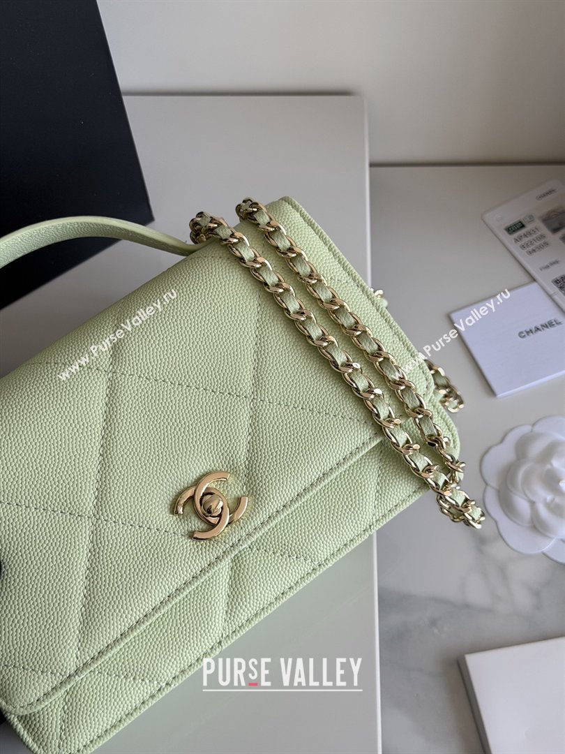Chanel Wallet On Chain with Top Handle Grained Shiny Calfskin AP4931 Light Green 2026 (YEZI-26040716)
