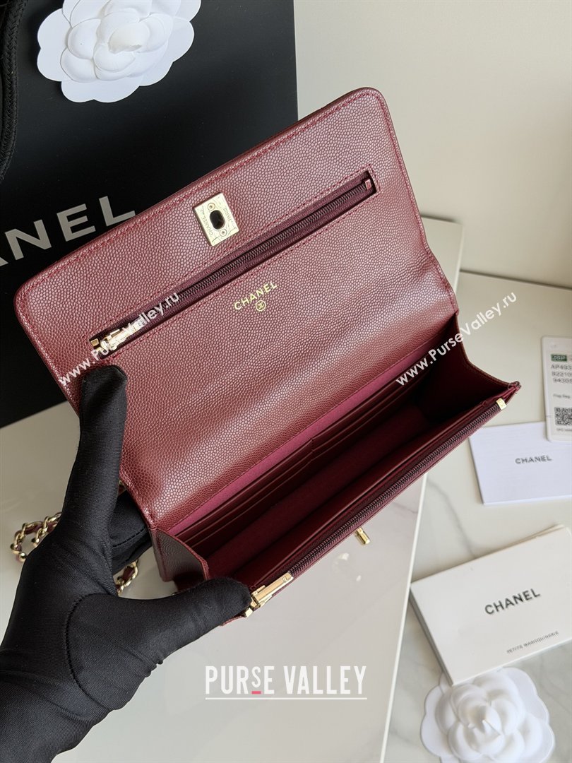 Chanel Wallet On Chain with Top Handle Grained Shiny Calfskin AP4931 Burgundy 2026 (YEZI-26040707)