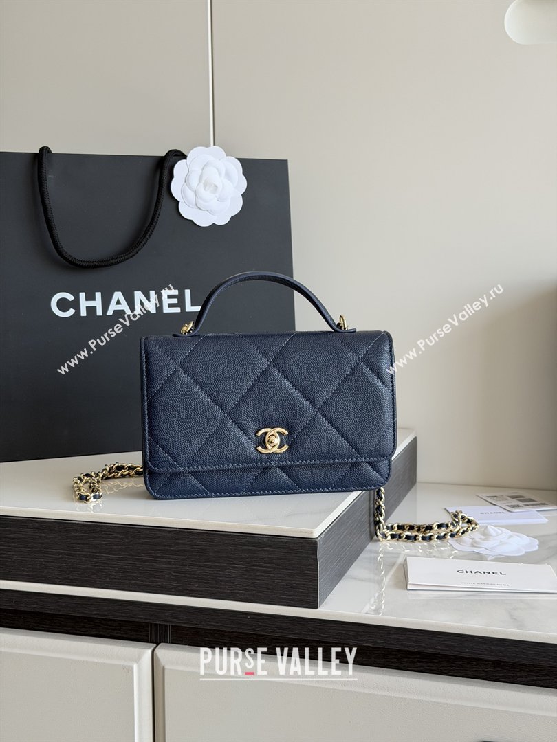 Chanel Wallet On Chain with Top Handle Grained Shiny Calfskin AP4931 Navy Blue 2026 (YEZI-26040717)