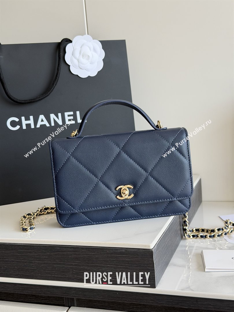 Chanel Wallet On Chain with Top Handle Grained Shiny Calfskin AP4931 Navy Blue 2026 (YEZI-26040717)