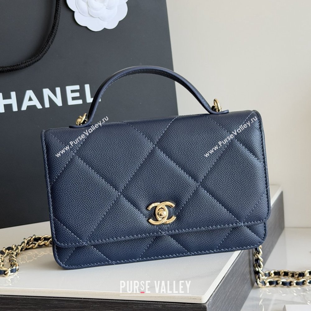 Chanel Wallet On Chain with Top Handle Grained Shiny Calfskin AP4931 Navy Blue 2026 (YEZI-26040717)