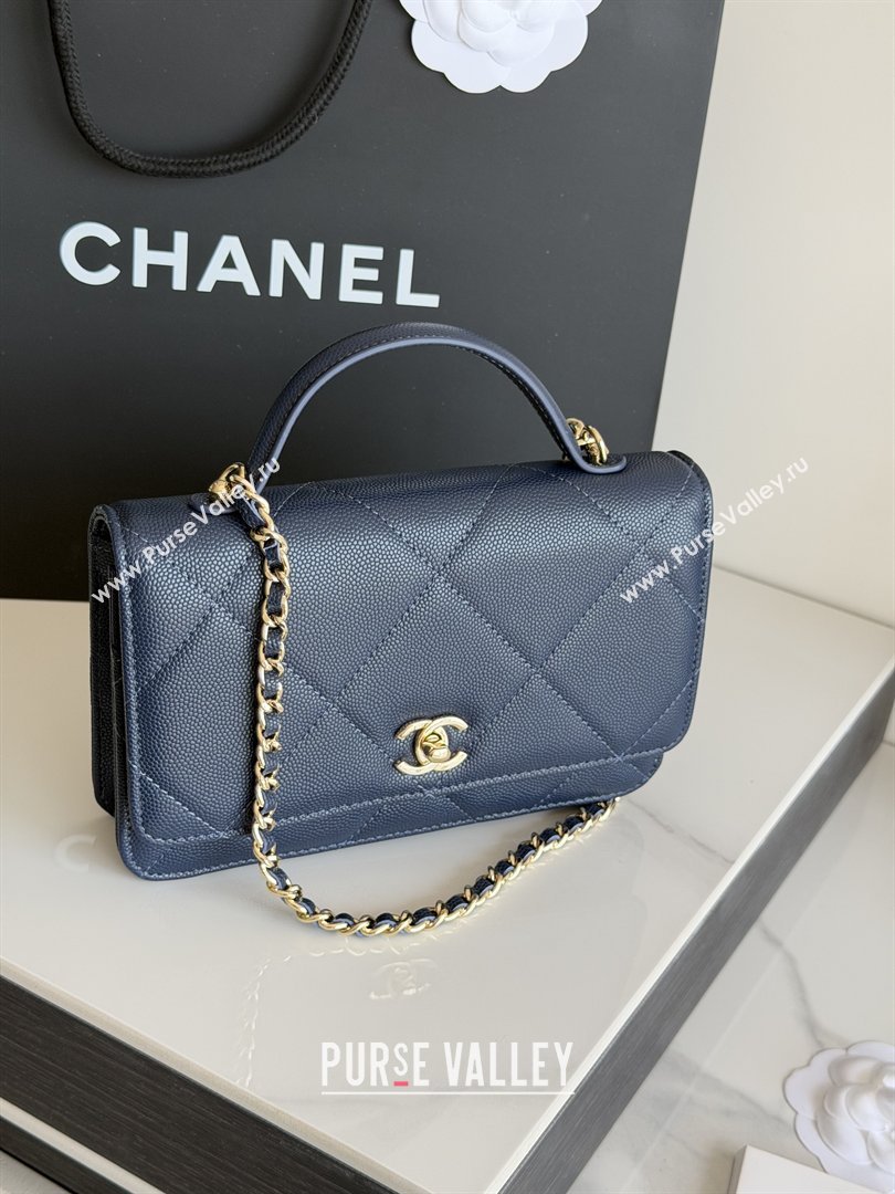 Chanel Wallet On Chain with Top Handle Grained Shiny Calfskin AP4931 Navy Blue 2026 (YEZI-26040717)
