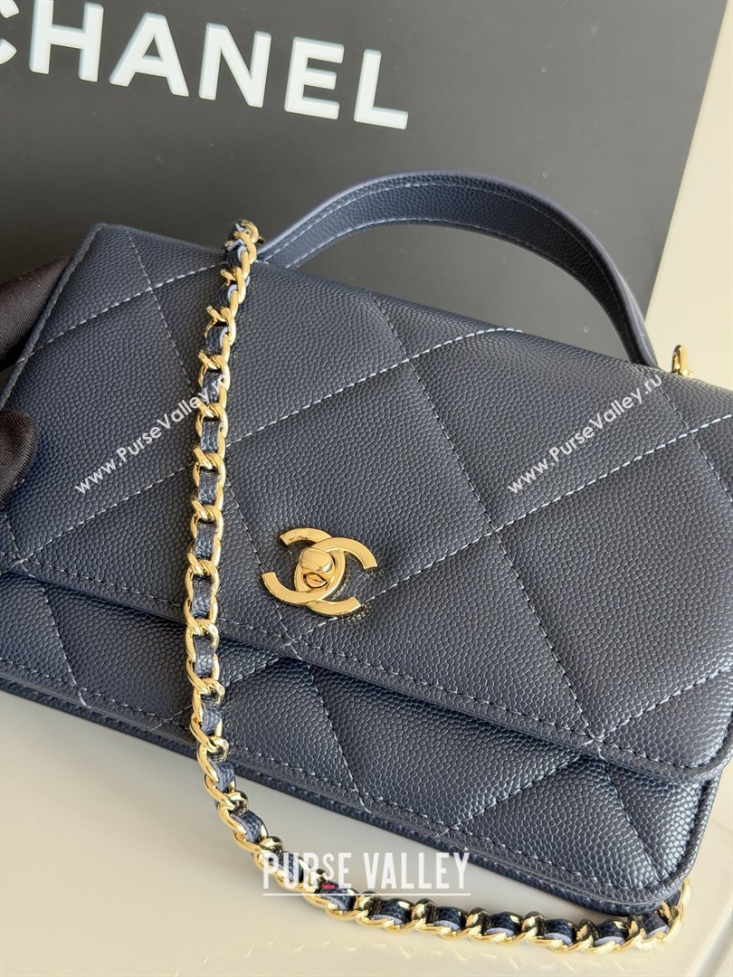 Chanel Wallet On Chain with Top Handle Grained Shiny Calfskin AP4931 Navy Blue 2026 (YEZI-26040717)