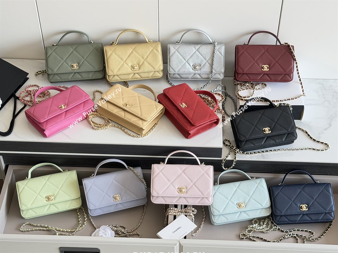 Chanel Wallet On Chain with Top Handle Grained Shiny Calfskin AP4931 Gold 2026 (YEZI-26040719)