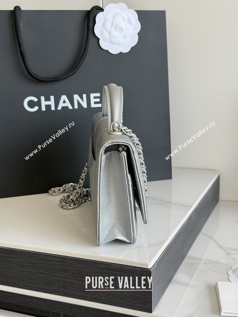 Chanel Wallet On Chain with Top Handle Grained Shiny Calfskin AP4931 Silver 2026 (YEZI-26040718)