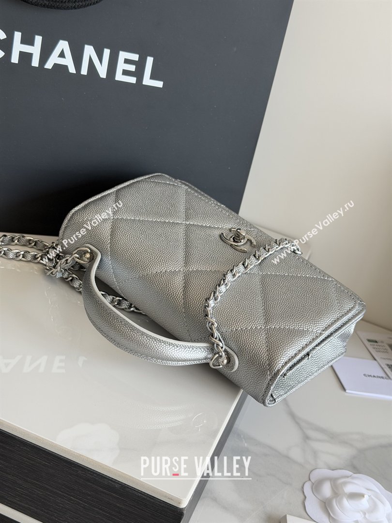 Chanel Wallet On Chain with Top Handle Grained Shiny Calfskin AP4931 Silver 2026 (YEZI-26040718)