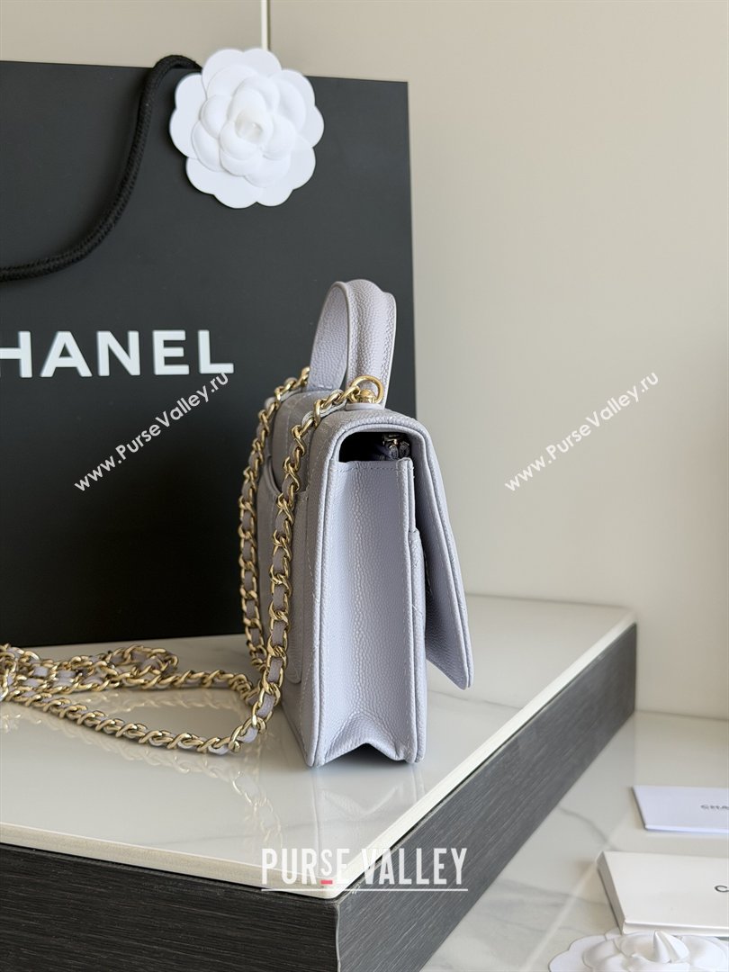 Chanel Wallet On Chain with Top Handle Grained Shiny Calfskin AP4931 Light Grey 2026 (YEZI-26040708)