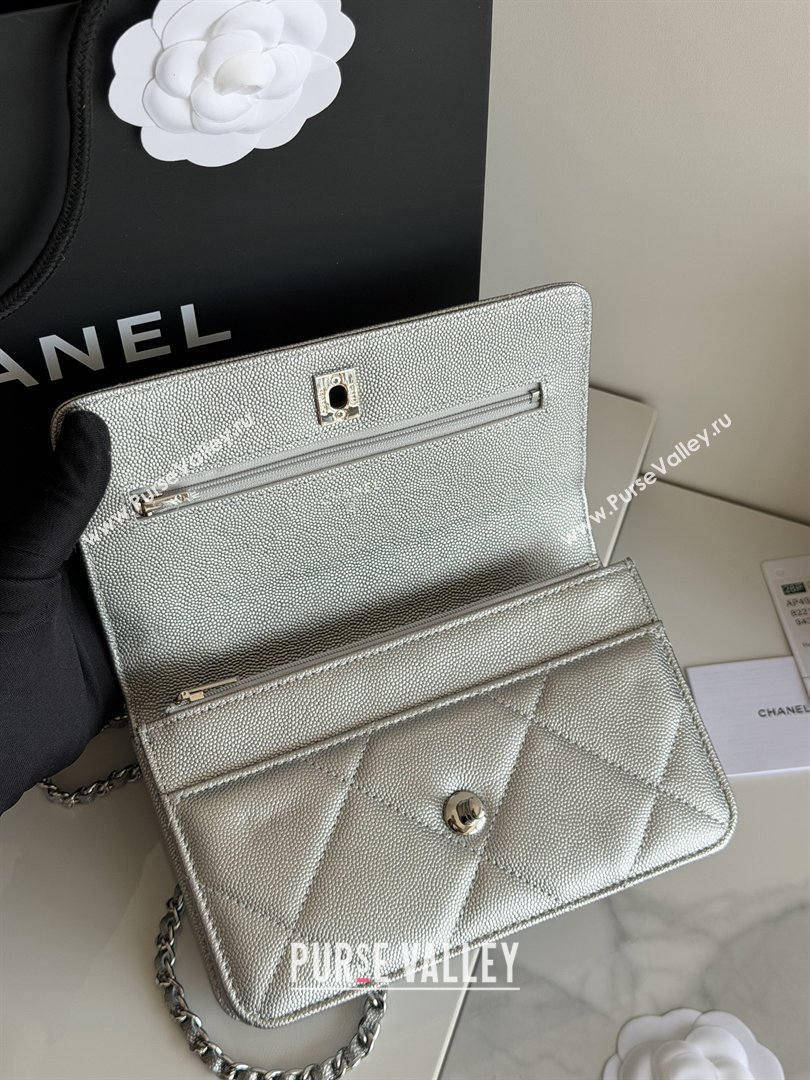 Chanel Wallet On Chain with Top Handle Grained Shiny Calfskin AP4931 Silver 2026 (YEZI-26040718)