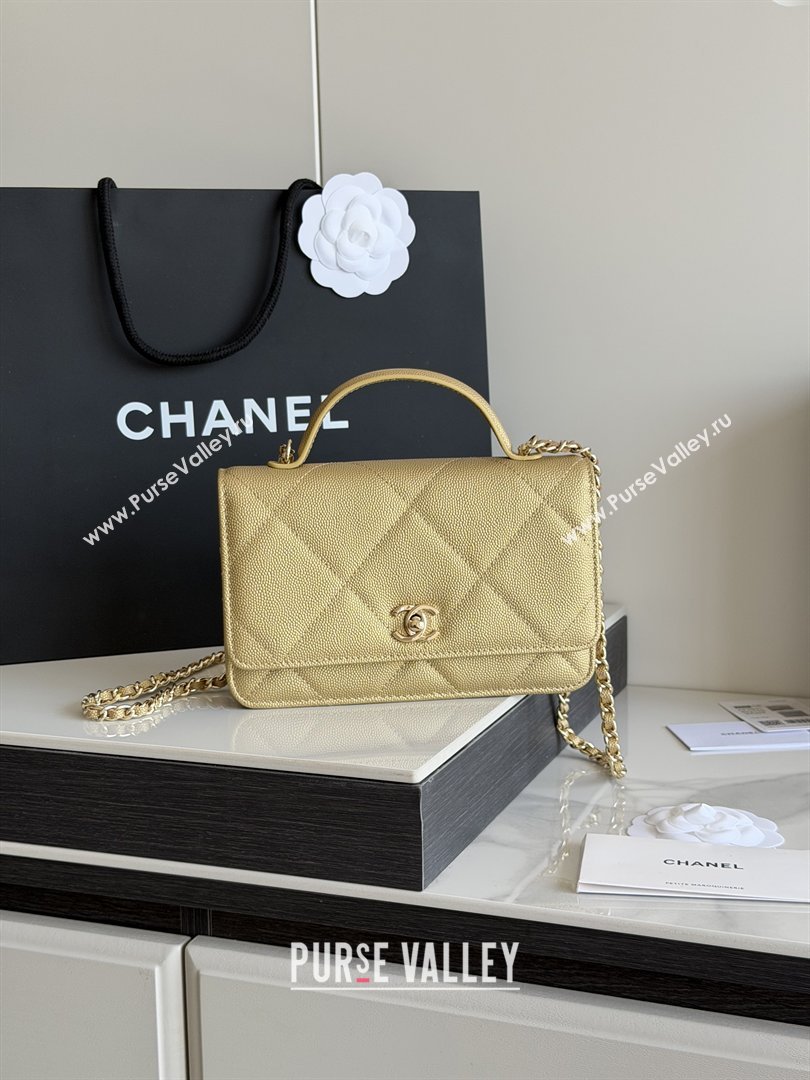 Chanel Wallet On Chain with Top Handle Grained Shiny Calfskin AP4931 Gold 2026 (YEZI-26040719)