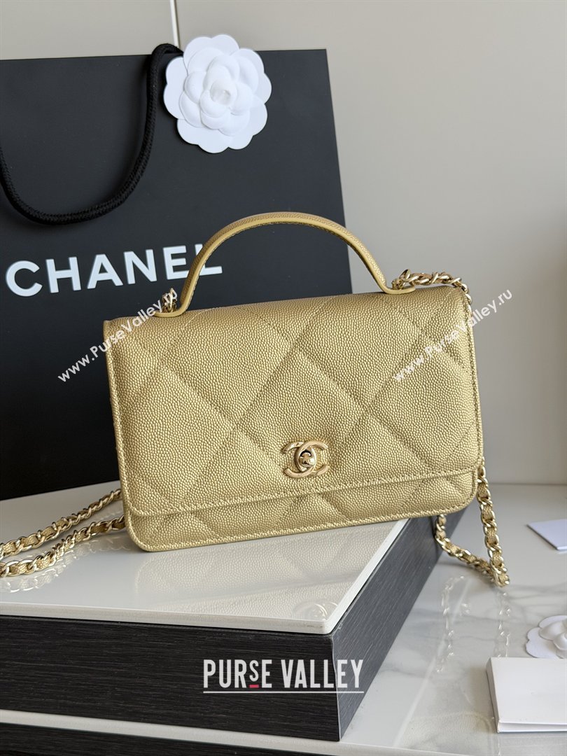Chanel Wallet On Chain with Top Handle Grained Shiny Calfskin AP4931 Gold 2026 (YEZI-26040719)