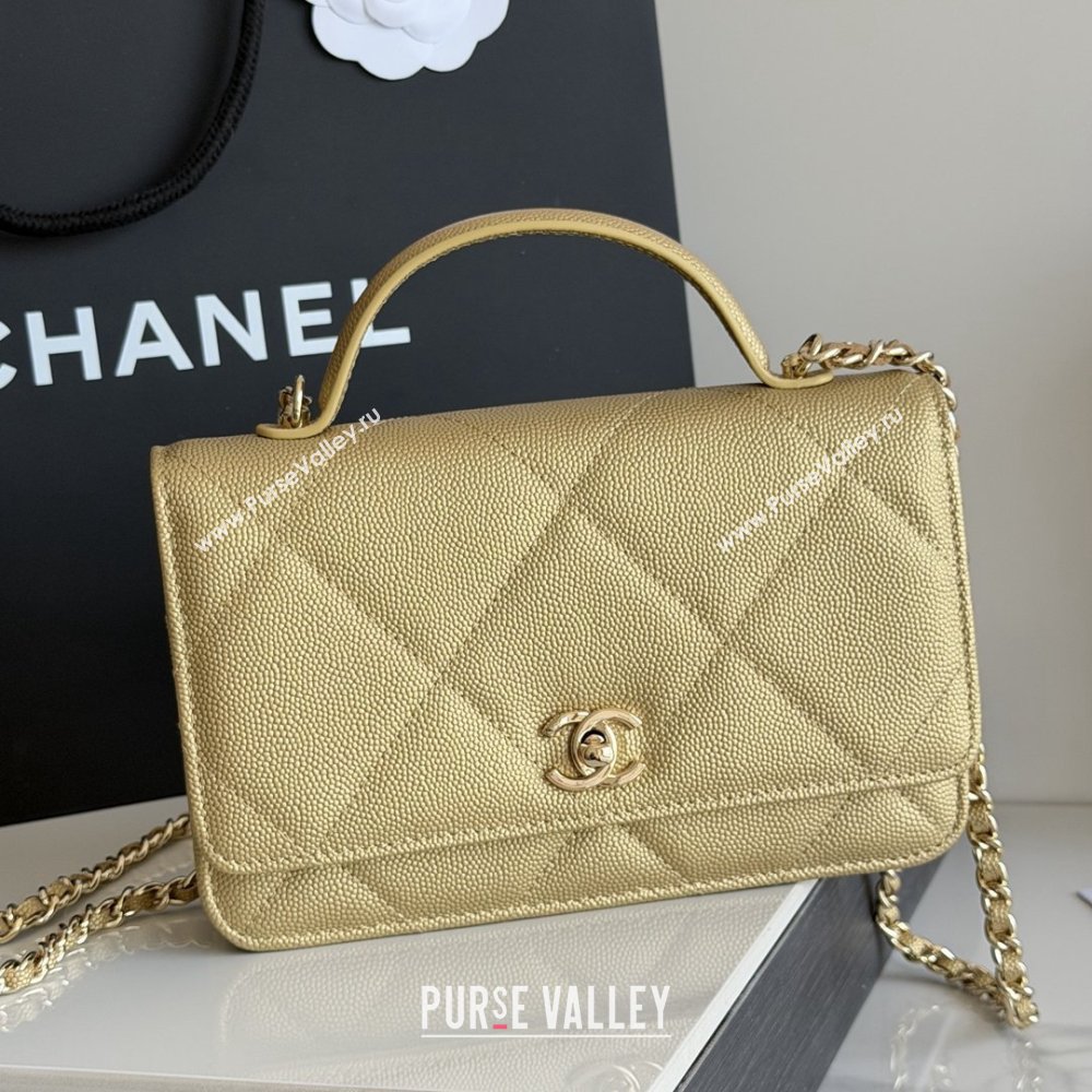 Chanel Wallet On Chain with Top Handle Grained Shiny Calfskin AP4931 Gold 2026 (YEZI-26040719)