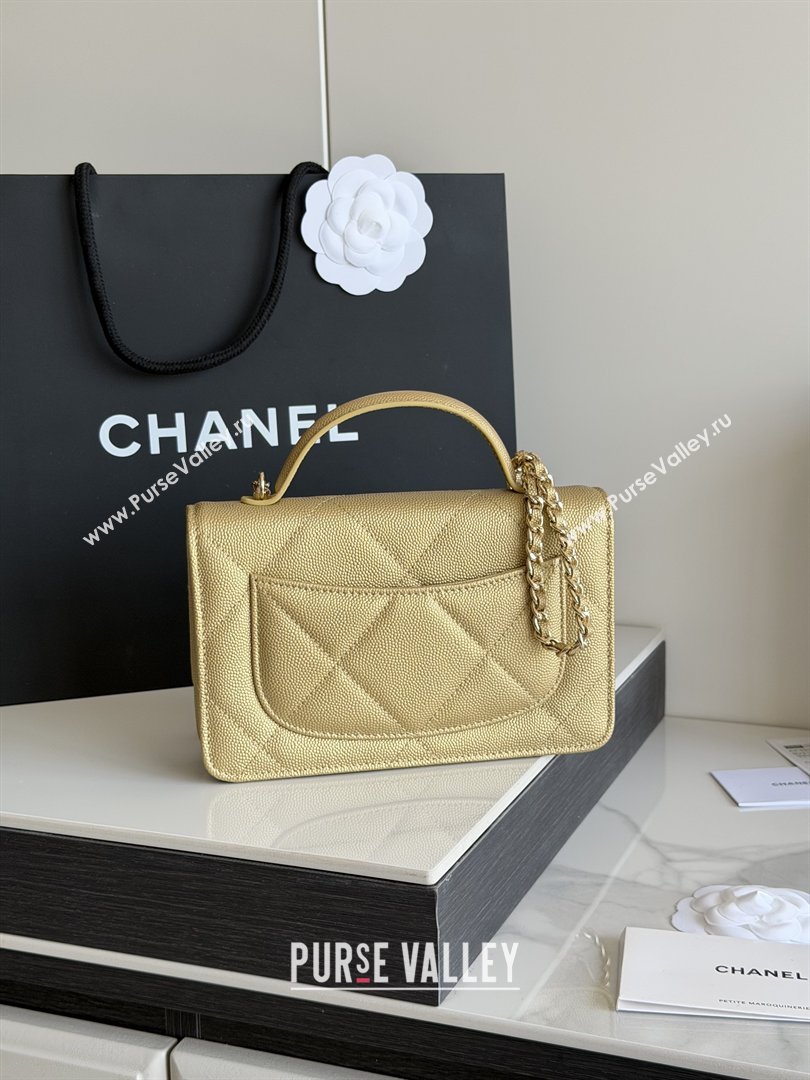 Chanel Wallet On Chain with Top Handle Grained Shiny Calfskin AP4931 Gold 2026 (YEZI-26040719)