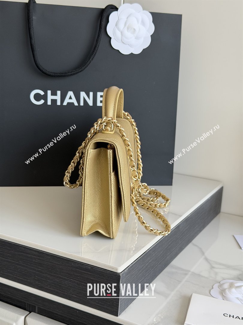 Chanel Wallet On Chain with Top Handle Grained Shiny Calfskin AP4931 Gold 2026 (YEZI-26040719)