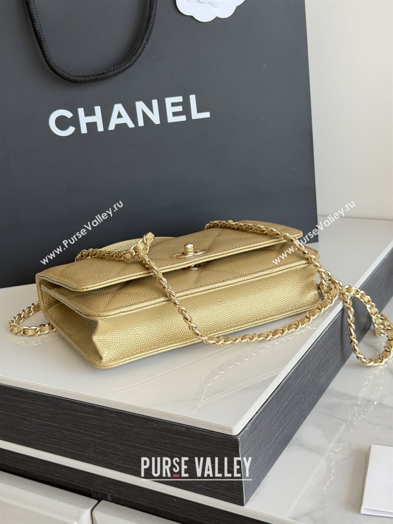 Chanel Wallet On Chain with Top Handle Grained Shiny Calfskin AP4931 Gold 2026 (YEZI-26040719)