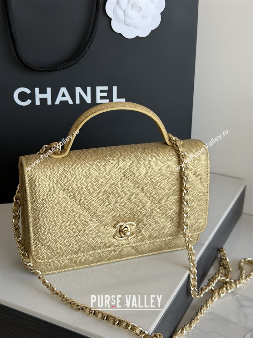 Chanel Wallet On Chain with Top Handle Grained Shiny Calfskin AP4931 Gold 2026 (YEZI-26040719)