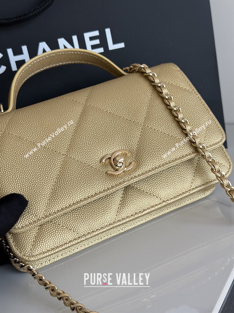 Chanel Wallet On Chain with Top Handle Grained Shiny Calfskin AP4931 Gold 2026 (YEZI-26040719)