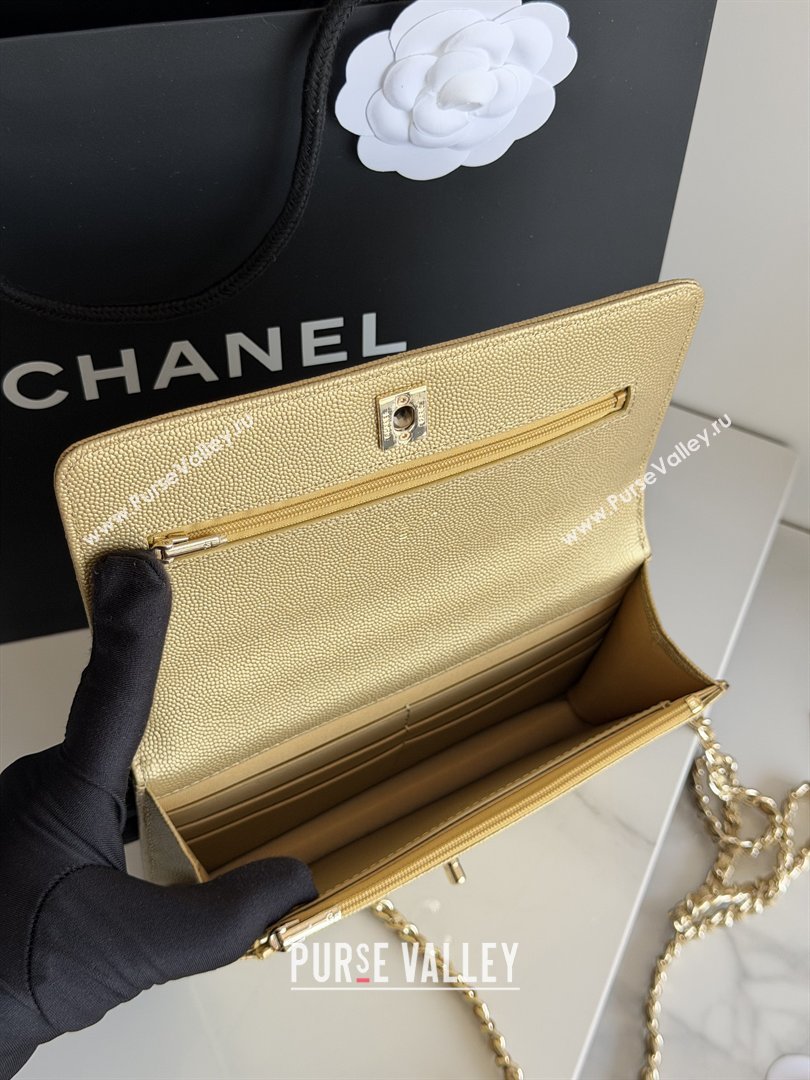 Chanel Wallet On Chain with Top Handle Grained Shiny Calfskin AP4931 Gold 2026 (YEZI-26040719)