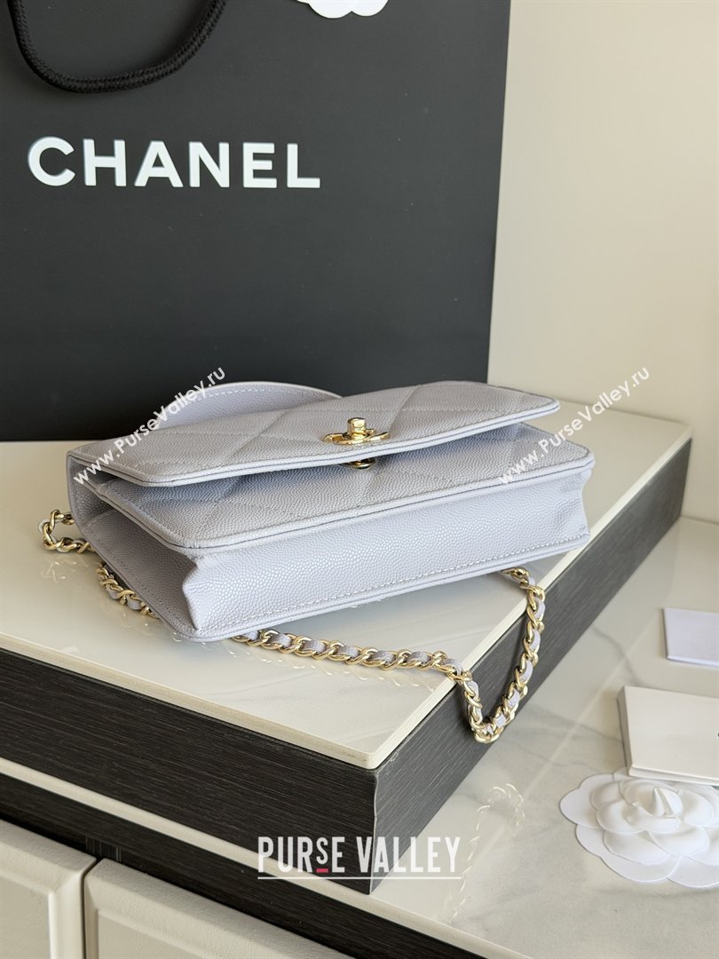 Chanel Wallet On Chain with Top Handle Grained Shiny Calfskin AP4931 Light Grey 2026 (YEZI-26040708)