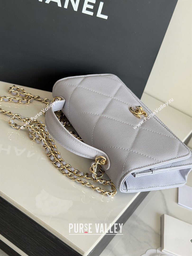 Chanel Wallet On Chain with Top Handle Grained Shiny Calfskin AP4931 Light Grey 2026 (YEZI-26040708)