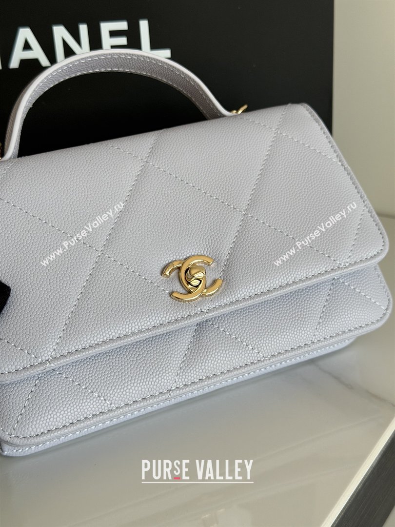Chanel Wallet On Chain with Top Handle Grained Shiny Calfskin AP4931 Light Grey 2026 (YEZI-26040708)