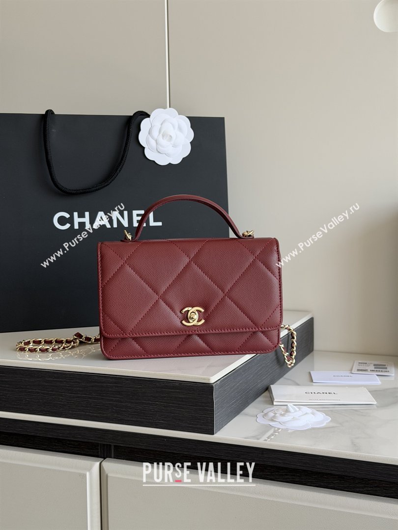 Chanel Wallet On Chain with Top Handle Grained Shiny Calfskin AP4931 Burgundy 2026 (YEZI-26040707)