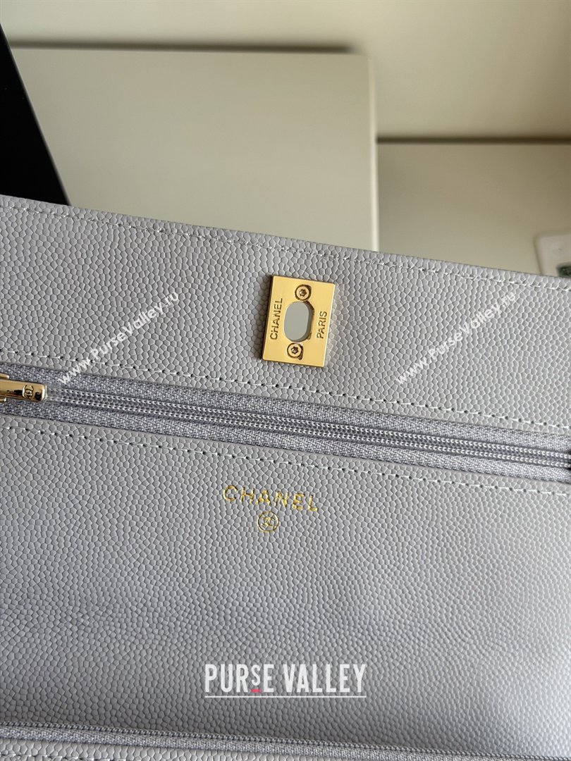 Chanel Wallet On Chain with Top Handle Grained Shiny Calfskin AP4931 Light Grey 2026 (YEZI-26040708)