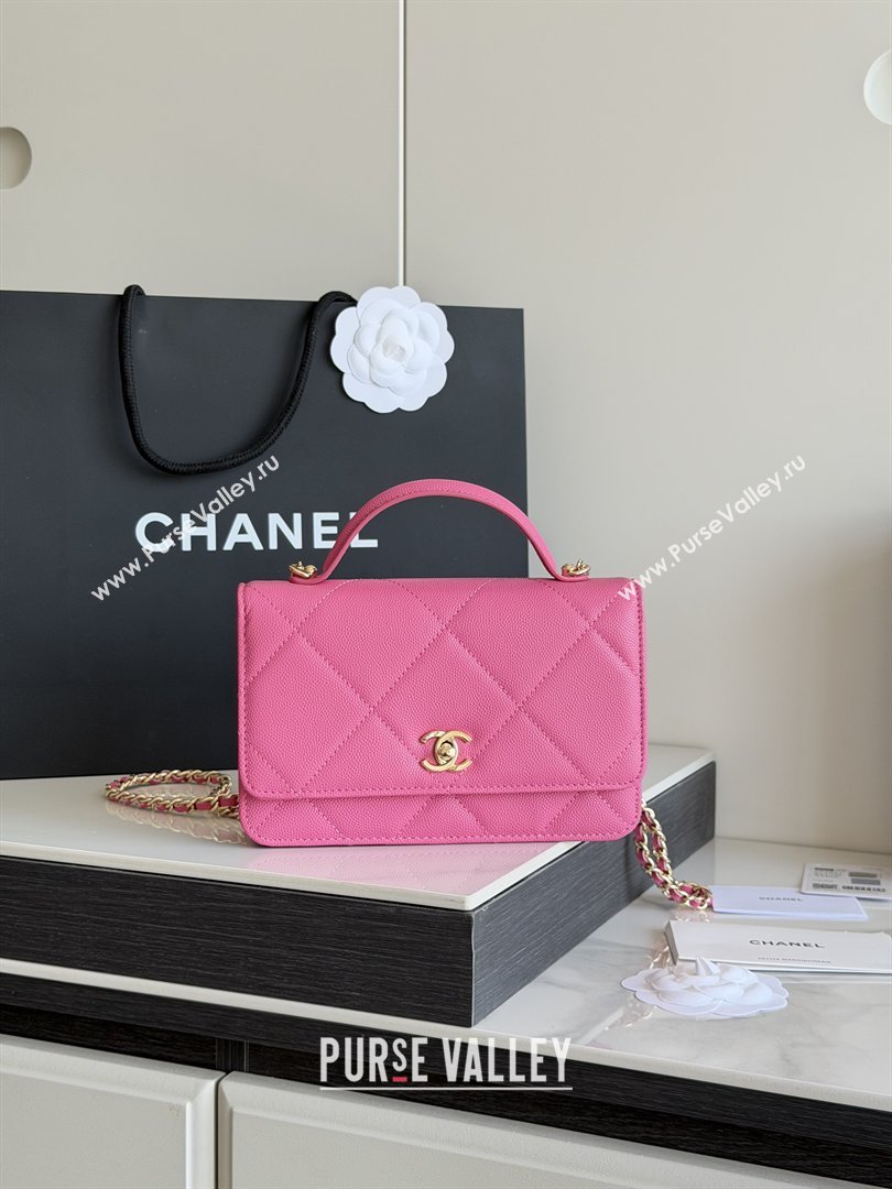 Chanel Wallet On Chain with Top Handle Grained Shiny Calfskin AP4931 Rose 2026 (YEZI-26040709)