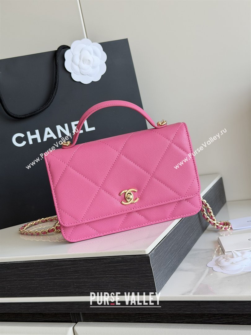 Chanel Wallet On Chain with Top Handle Grained Shiny Calfskin AP4931 Rose 2026 (YEZI-26040709)