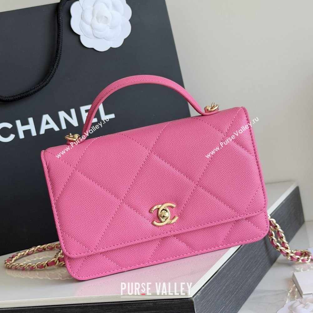 Chanel Wallet On Chain with Top Handle Grained Shiny Calfskin AP4931 Rose 2026 (YEZI-26040709)