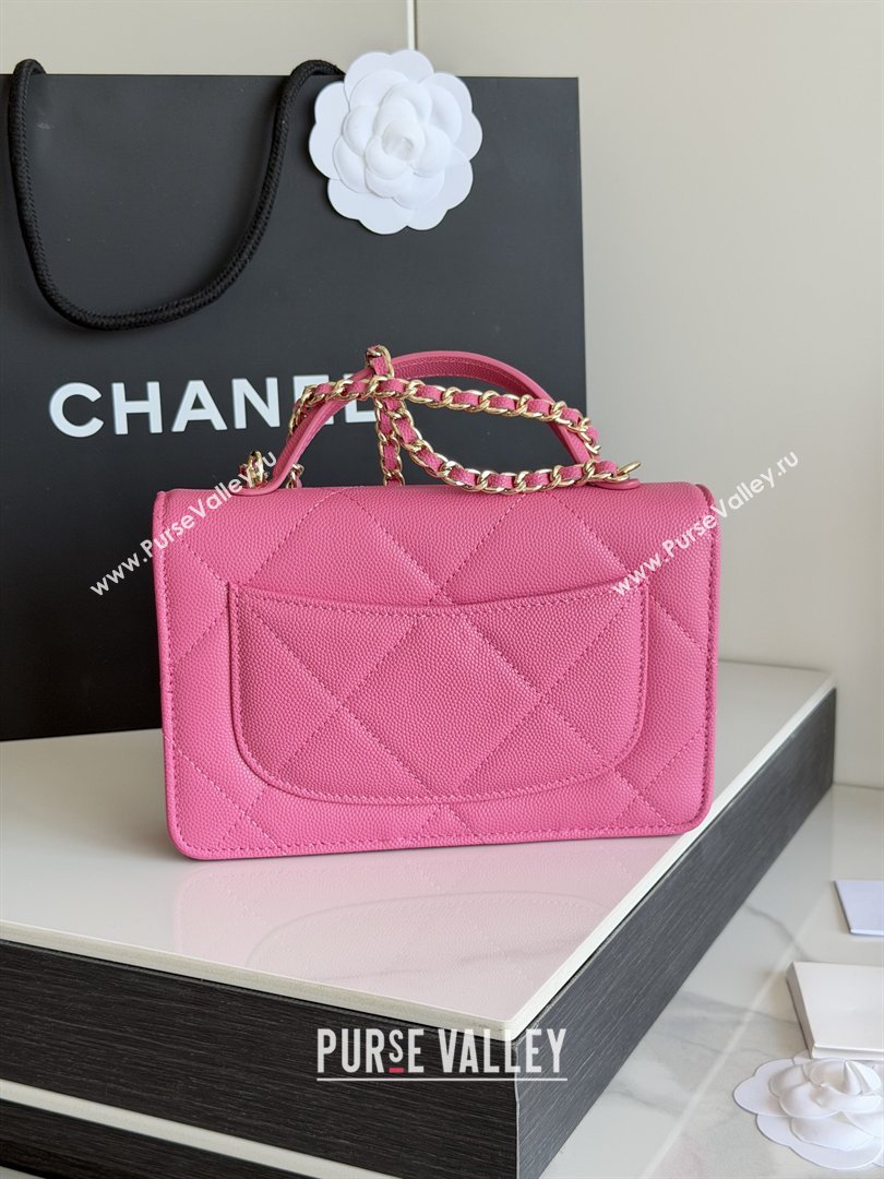 Chanel Wallet On Chain with Top Handle Grained Shiny Calfskin AP4931 Rose 2026 (YEZI-26040709)