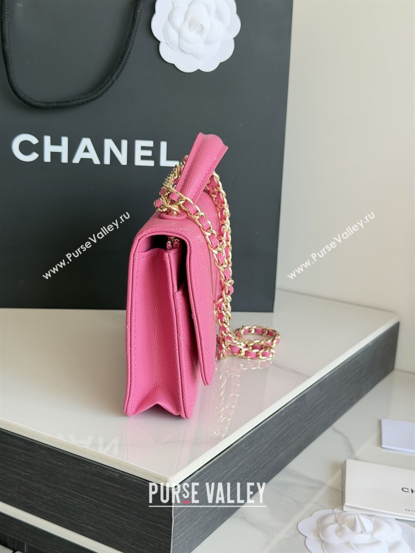 Chanel Wallet On Chain with Top Handle Grained Shiny Calfskin AP4931 Rose 2026 (YEZI-26040709)