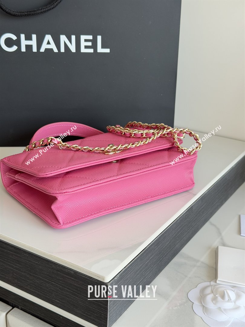 Chanel Wallet On Chain with Top Handle Grained Shiny Calfskin AP4931 Rose 2026 (YEZI-26040709)