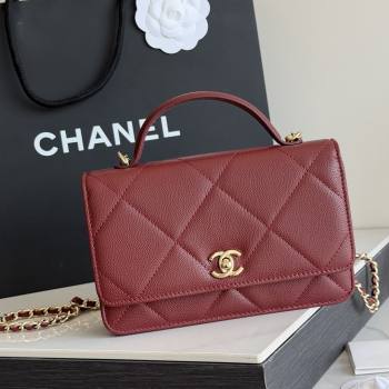 Chanel Wallet On Chain with Top Handle Grained Shiny Calfskin AP4931 Burgundy 2026 (YEZI-26040707)