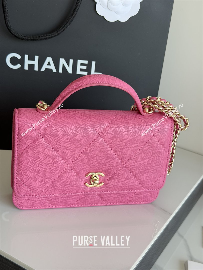 Chanel Wallet On Chain with Top Handle Grained Shiny Calfskin AP4931 Rose 2026 (YEZI-26040709)