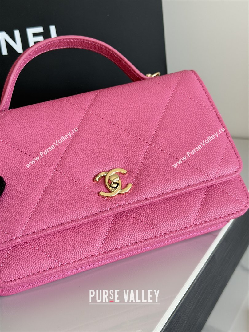 Chanel Wallet On Chain with Top Handle Grained Shiny Calfskin AP4931 Rose 2026 (YEZI-26040709)