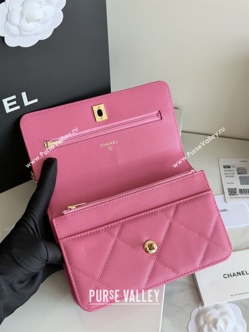Chanel Wallet On Chain with Top Handle Grained Shiny Calfskin AP4931 Rose 2026 (YEZI-26040709)