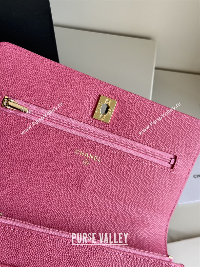 Chanel Wallet On Chain with Top Handle Grained Shiny Calfskin AP4931 Rose 2026 (YEZI-26040709)
