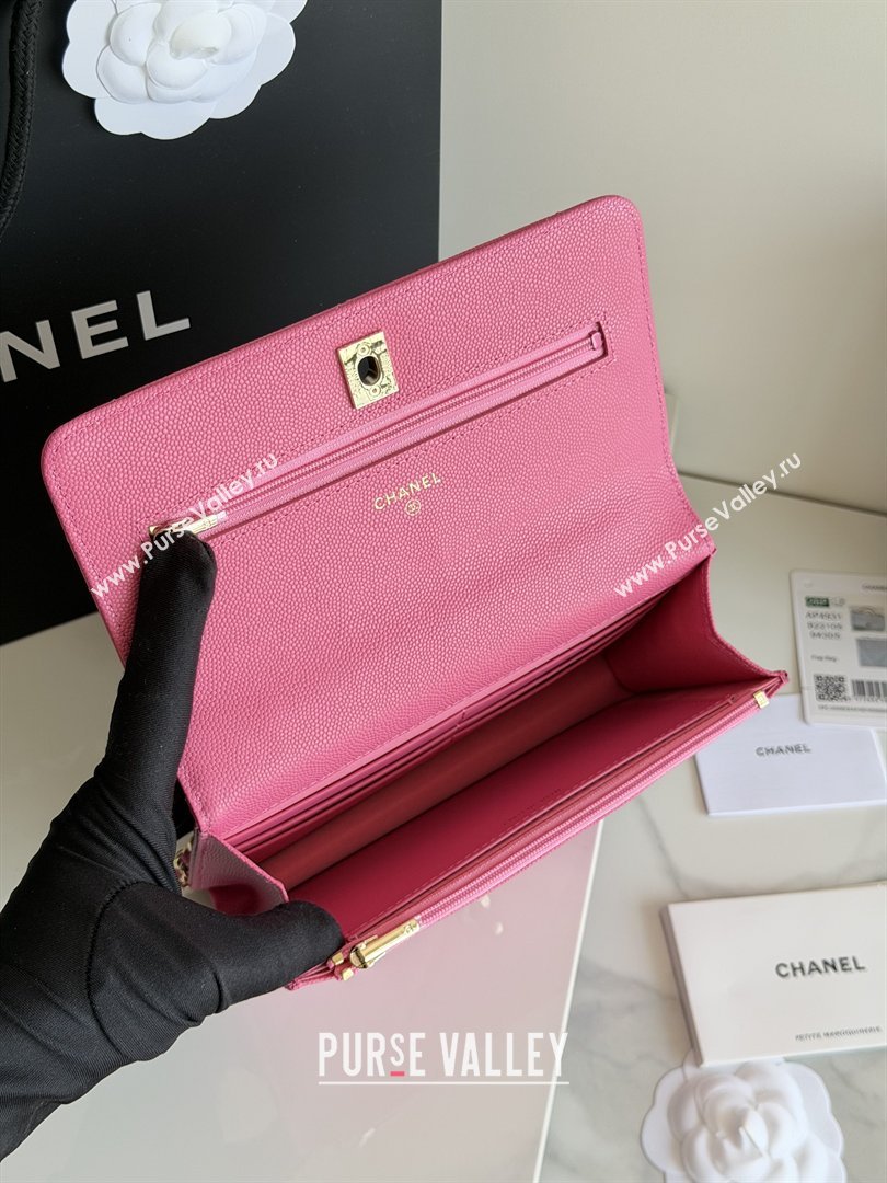 Chanel Wallet On Chain with Top Handle Grained Shiny Calfskin AP4931 Rose 2026 (YEZI-26040709)