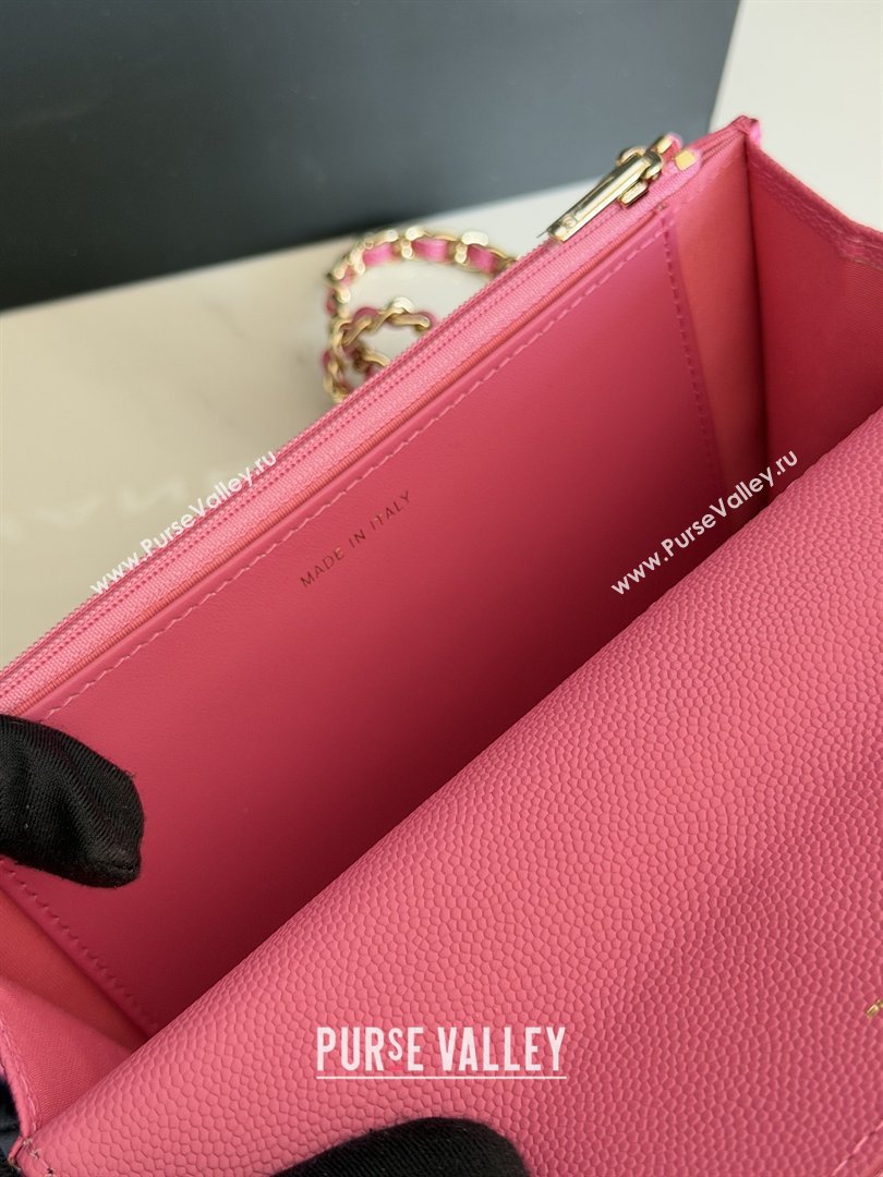 Chanel Wallet On Chain with Top Handle Grained Shiny Calfskin AP4931 Rose 2026 (YEZI-26040709)