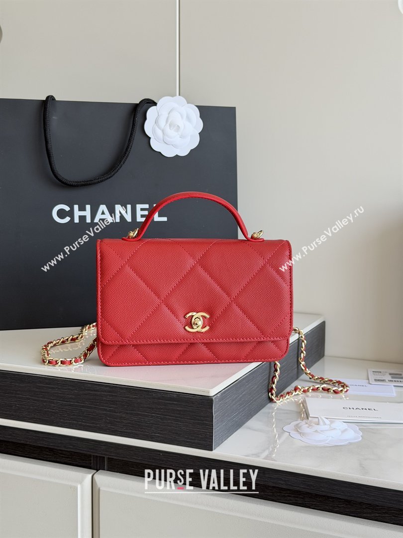 Chanel Wallet On Chain with Top Handle Grained Shiny Calfskin AP4931 Red 2026 (YEZI-26040710)