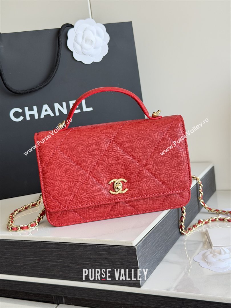 Chanel Wallet On Chain with Top Handle Grained Shiny Calfskin AP4931 Red 2026 (YEZI-26040710)