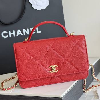 Chanel Wallet On Chain with Top Handle Grained Shiny Calfskin AP4931 Red 2026 (YEZI-26040710)
